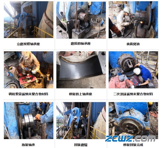 立磨搖臂軸承室磨損原因及在線修復步驟